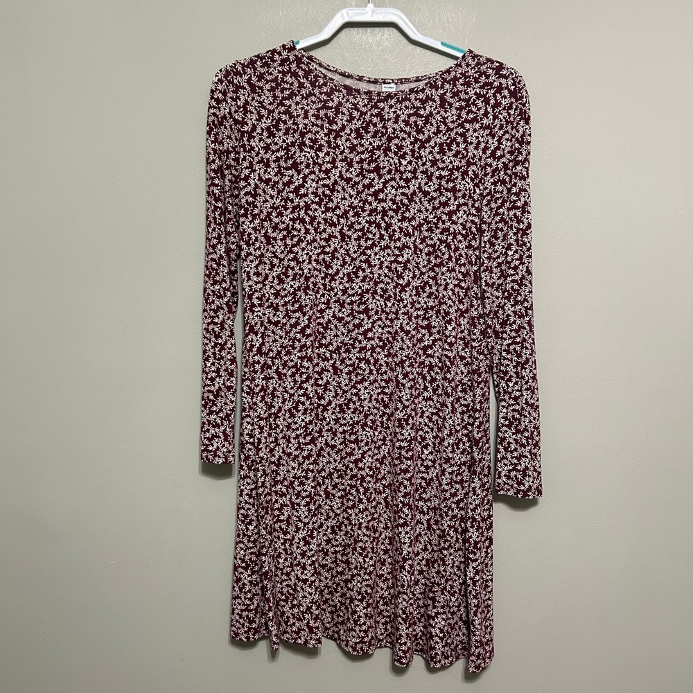 Old Navy Women's‎ Dress M Floral Burgundy Long Sleeve Casual Everyday Feminine